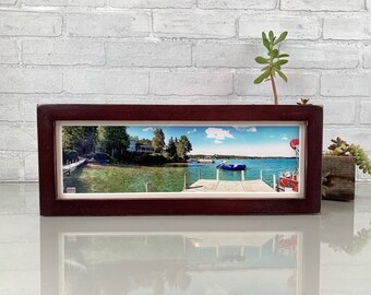 SHIPS TODAY - 5x15" Picture Frame in 1x1 Flat Style with Vintage Mahogany Finish - In Stock - 15 x 5 Panoramic Photo Frame