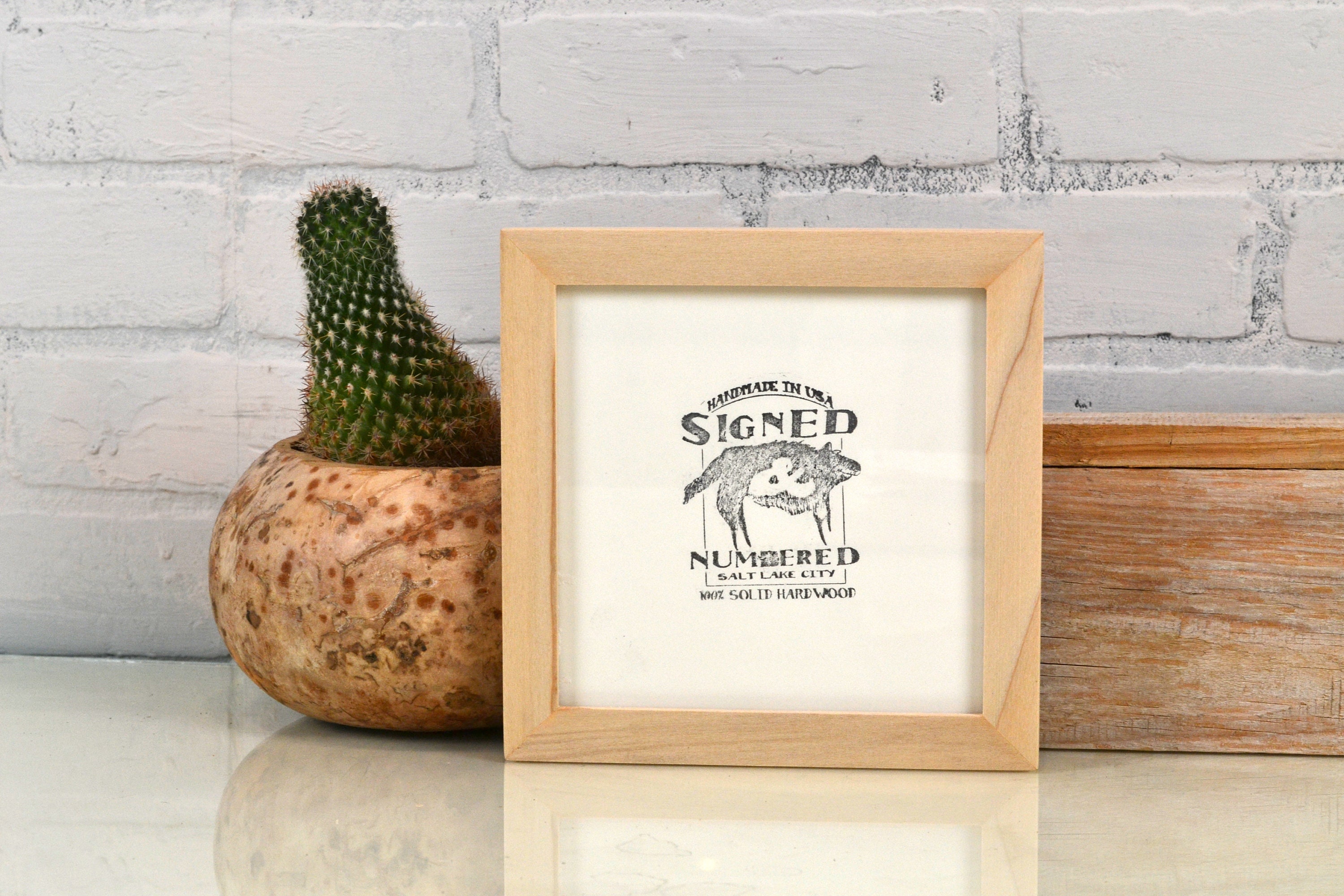 6x6 Picture Frame in PeeWee Style with Natural Poplar Finish IN STOCK