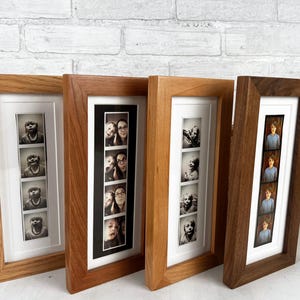 4x10 Picture Frame for 2x8&quot; PHOTO BOOTH STRIP in 1x1 Flat style and Natural Hardwood of Your Choice - Photo Booth Frame - Handmade Frame