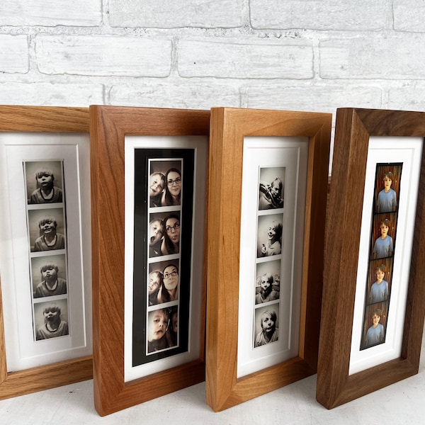 Picture Frame for PHOTO BOOTH STRIP in 1x1 Flat style and Natural Hardwood of Your Choice - 2x8" or 2x6" Photo Booth Frame - Handmade