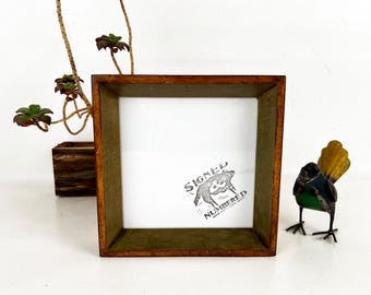 SHIPS TODAY - 6x6" Square Picture Frame - Park Slope Minus Style with Super Vintage Old Green Finish on Alder - In Stock - 6 x 6 Frame