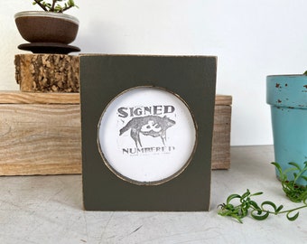 SHIPS TODAY - 4x4 Circle Picture Frame - Pine Circle Opening Frame Vintage Sable Gray - In Stock - 4 x 4 inch Circle Round Picture Frame