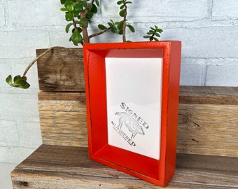 SHIPS TODAY - 4x6" Picture Frame - Park Slope Style with Vintage Deep Orange Finish - In Stock - 4 x 6 Frame Rustic Orange Decor