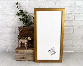 8x16" Picture Frame in Peewee Style with Vintage Old Gold Finish - IN STOCK - Same Day Shipping - Handmade 8 x 16 Frame Hardwood Metallic