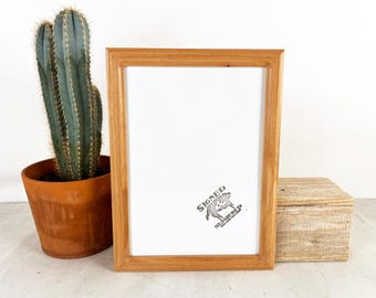 SHIPS TODAY - A4 Size Picture Frame - 1x1 Double Cove Solid Natural Alder Wood - In Stock Frame 210 x 297 mm 8.3 x 11.7" Blue