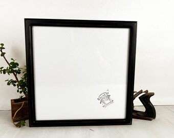 SHIPS TODAY - 14x14" Square Picture Frame - 1x1 Double Cove Style with Vintage Black Finish - In Stock 14 x 14" Frame Black Square Frame