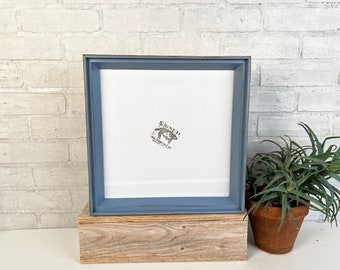 SHIPS TODAY - 12x12" Square Picture Frame - Park Slope Plus Style with Vintage Smokey Blue Finish - In Stock - 12 x 12 Hardwood Frame