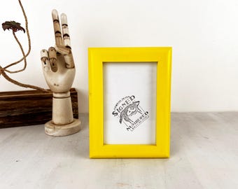 SHIPS TODAY - 4x6 Picture Frame - 1x1 Rounded Style with Solid Yellow Finish - In Stock - 4 x 6 Photo Frame Modern Yellow