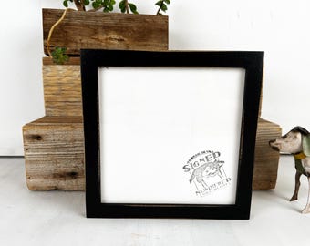 7x7 Picture Frame - SHIPS TODAY - Peewee Style with Vintage Black Finish - In Stock - 7 x 7 Square Photo Frame Rustic Decor