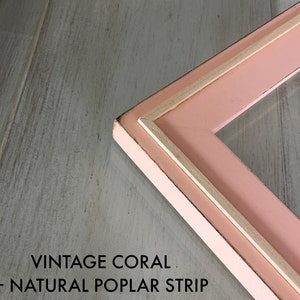 Vintage Color of Your Choice in Wood Wedge Style Choose your frame size: 2x2 up to 24x36 inches FREE SHIPPING CORAL