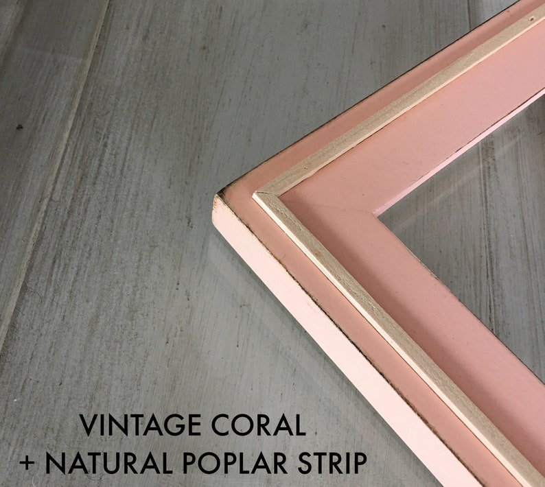 Vintage Color of Your Choice in Wood Wedge Style Choose your frame size: 2x2 up to 24x36 inches FREE SHIPPING CORAL