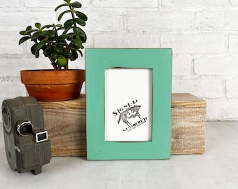 SHIPS TODAY - 4x6 Picture Frame 1.5" Reclaimed Cedar Wood with Super Vintage Robin's Egg Finish - In Stock - 4 x 6 Rustic Frame
