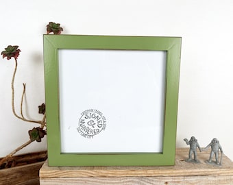 SHIPS TODAY - 8x8" Picture Frame - 1x1 Flat Style with Vintage Guacamole Green Finish - In Stock - 8 x 8 Square Frame Green Decor
