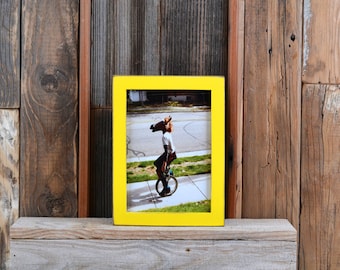 SHIPS TODAY - 5x7" Picture Frame in PeeWee Style with Vintage Yellow Finish - In Stock - Gallery Frame 5 x 7 Yellow