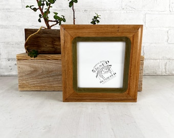 SHIPS TODAY - 5x5" Square Picture Frame in 1.5 Double Cove Style with Burnished Willow + Old Green Finish - In Stock - Handmade 5 x 5 Frame