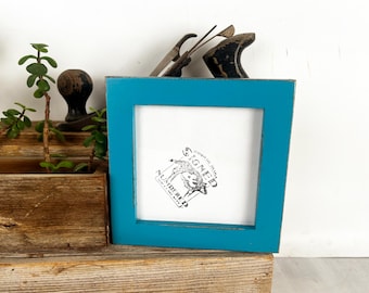 SHIPS TODAY - 5x5 Square Picture Frame - 1x1 Flat Style with Vintage Turquoise Finish - In Stock - 5 x 5 Photo Solid Wood Frame