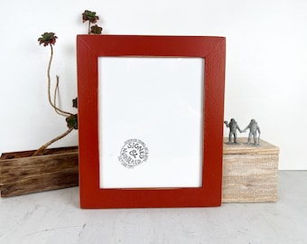 SHIPS TODAY - 8x10 Picture Frame in 1.5" Reclaimed Cedar with Super Vintage Brick Finish - In Stock - 8 x 10 Reclaimed Wood Brick Red