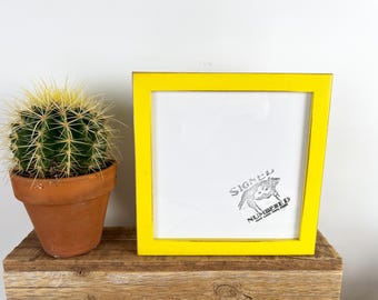 7x7 Picture Frame - SHIPS TODAY - Peewee Style with Vintage Yellow Finish - In Stock - 7 x 7 Square Photo Frame Rustic Decor