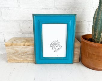 SHIPS TODAY - 5x7" Picture Frame - Diplomat Style with Vintage Turquoise Finish - In Stock - 5 x 7 Photo Frame Classic Decor Blue Green