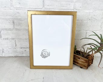 SHIPS TODAY - 9x12 Picture Frame - Peewee Style with Weathered Bright Gold Finish - In Stock - Handmade Frame 9 x 12 inch size Metallic