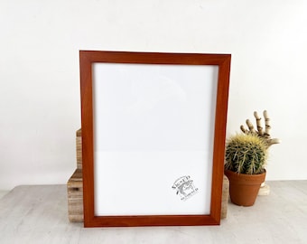 SHIPS TODAY - 11x14" Picture Frame in 1x1 Flat Style with Solid Wood Tone Finish - In Stock - Handmade 11 x 14 Solid Hardwood Brown