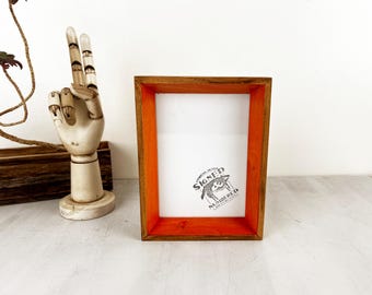 SHIPS TODAY - 5x7" Picture Frame Park Slope Minus Style with Super Vintage Deep Orange and Burnished Alder Finish - In Stock 5 x 7 Frame