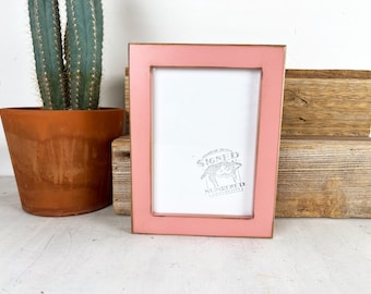 SHIPS TODAY - 5x7 Picture Frame - 1x1 Flat Style with Vintage Rose Pink Finish - In Stock - mid century decor 5 x 7 Photo Frame Pink