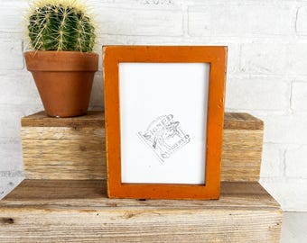 SHIPS TODAY - 5x7" Picture Frame - Deep Flat Style with Weathered Rust Orange Finish -In Stock - Gallery Frame 5 x 7 Solid Hardwood