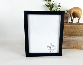 SHIPS TODAY - 8x10 Picture Frame - Deep Flat Style with Vintage Black Finish - In Stock - Rustic Handmade Photo Frame 8 x 10