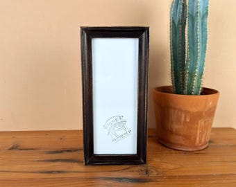 SHIPS TODAY - 4x10" Picture Frame - Foxy Cove Style with Vintage Dark Wood Tone Finish - In Stock - 4 x 10 inch Panoramic Photo Frame