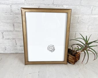 SHIPS TODAY - 11x14" Picture Frame - 1x1 Flared Style with Weathered Champagne Finish - In Stock - Handmade 11 x 14 Frame Metallic