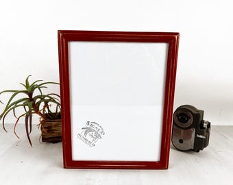 SHIPS TODAY - 8.5 x 11 Picture Frame - Deep Double Cove Style with Vintage Brick Finish - In Stock - 8.5x11 inch Picture Frame Red