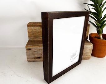 SHIPS TODAY - 8x10 Picture Frame - Deep Flat Style with Vintage Dark Wood Tone Finish - In Stock - Rustic Handmade Photo Frame 8 x 10 Brown