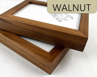SHIPS RIGHT AWAY - 4x6, 5x7, 6x6, 6x8, 8x10, 11x14 - Choose Your Size - Deep Flat Style in Natural Walnut Hardwood - In Stock