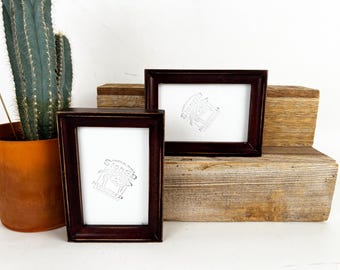 4x6 Picture Frame in Foxy Cove Style with Vintage Mahogany Finish - IN STOCK - Same Day Shipping - 4 x 6 Photo Frame Hardwood