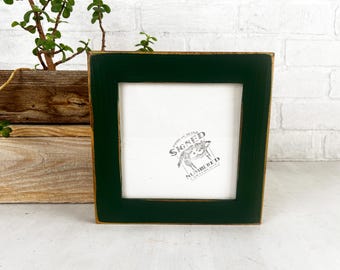 SHIPS TODAY - 6x6" Square Frame in 1.5 Reclaimed Cedar Style with Super Vintage Forest Finish - In Stock - Rustic 6 x 6 Photo Frame Green