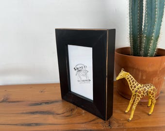SHIPS TODAY - 4x6 Picture Frame - Mountain Dandy Reclaimed Cedar Style with Super Vintage Black Finish - In Stock - 4 x 6 Photo Frame