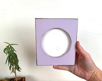 SHIPS TODAY - 4x4 Pine Circle Opening Picture Frame - Vintage Lilac Purple Finish - In Stock - 4 x 4 inch Circle Round Picture Frame