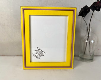 SHIPS TODAY - 8x10 Picture Frame - 1.5" Wedge Style Frame with Vintage Yellow and Violet Finish - In Stock - 8 x 10 inch Solid Hardwood