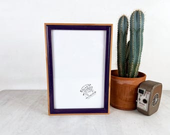 SHIPS TODAY - 8x12 Picture Frame -  Foxy Minus Style with Deep Purple Wash Finish - In Stock - Handmade Classic 8 x 12 Wooden Frame