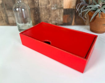 SHIPS TODAY - Keepsake Box with Lid - Handmade Solid Wood Desktop Box with Vintage Ruby Red Finish - gift, storage, organizer In Stock