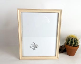 SHIPS TODAY - 11x14" Picture Frame in Foxy Cove Style with Vintage Ivory Finish - In Stock - Handmade 11 x 14 Hardwood Off White Decor