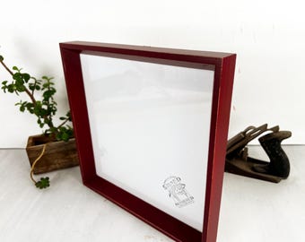 SHIPS TODAY - 11x11" Square Picture Frame - Park Slope Style with Vintage Wine Finish - In Stock - 11 x 11" Frame Solid Wood Red
