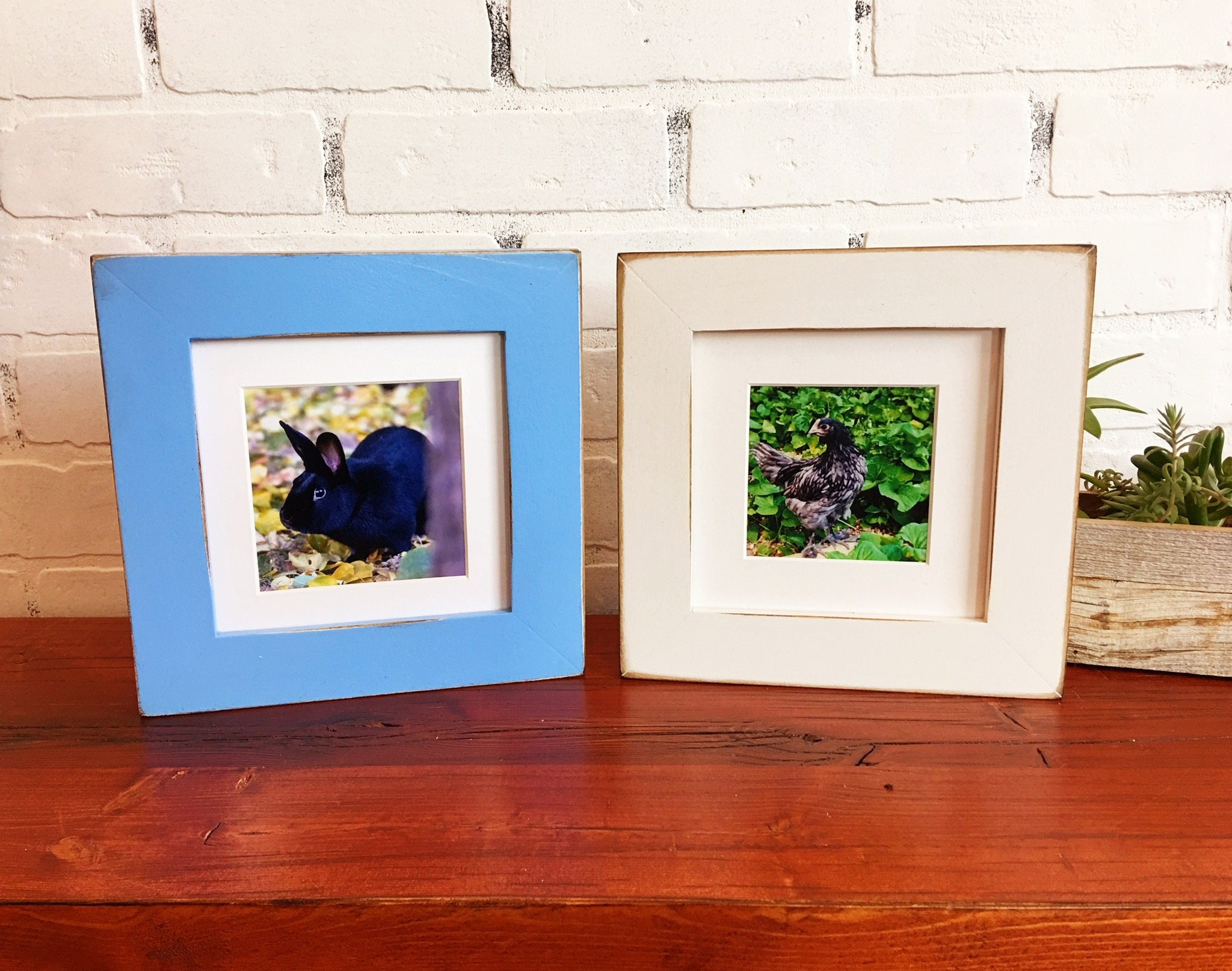 6x6 Frame with Mat - Silver 9x9 Frame Wood Made to Display Print or Poster  Measuring 6 x 6 Inches with Black Photo Mat