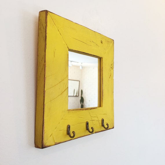 Entryway Mirror With Three Key Holder Hooks Choose Your Size Entryway Mirror With Three Key Holder