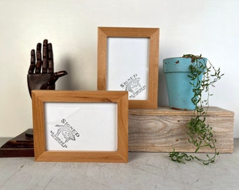 SHIPS TODAY - 5x7" Picture Frame - 1x1 Flat Style with Natural Alder Finish - In Stock - Gallery Frame 5 x 7 Solid Hardwood Gift