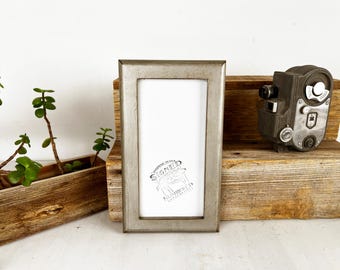 SHIPS TODAY - 4x8 Picture Frame - 1x1 Rounded Style with Weathered Silver Finish - In Stock - 4 x 8 Photo Frame