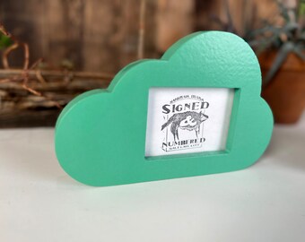 SHIPS TODAY - 3x4 Cloud Shape Picture Frame in Solid Robin's Egg Finish - 3 x 4 inch Picture Frame Sonogram Photo - In Stock