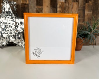 SHIPS TODAY - 11x11" Square Picture Frame - Foxy Cove Style with Vintage Orange Finish - In Stock - 11 x 11" Frame Solid Wood