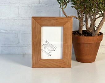 SHIPS TODAY - 4x6 Picture Frame - 1.5" Standard Style with Solid Natural CHERRY Finish - In Stock - 4 x 6 Photo Frame Hardwood